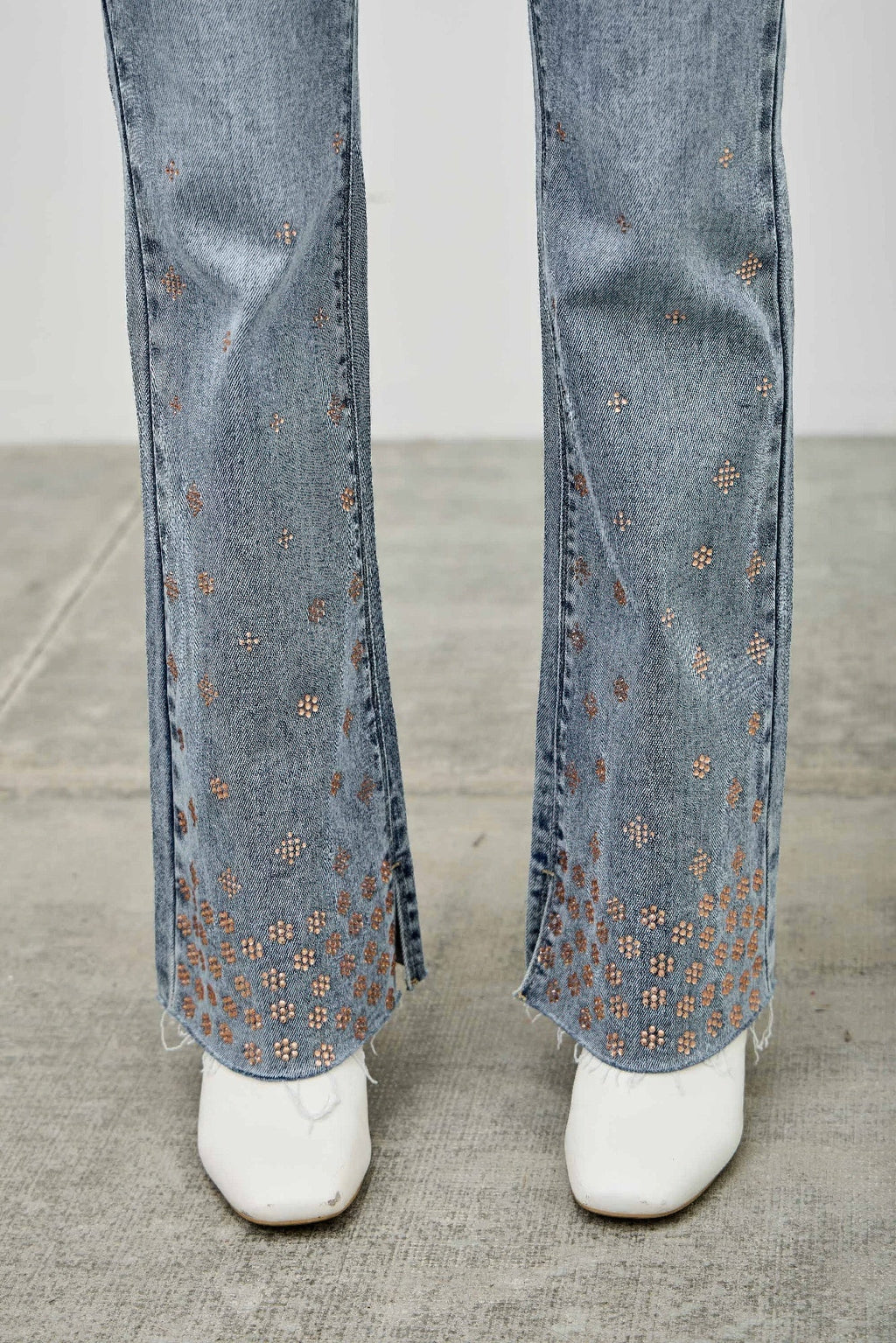 High Rise Kick Flare With Rhinestone