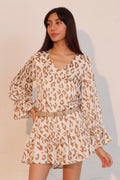 Simple Leopard Dress With Ruffle Cuff