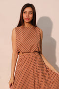 Flocked Polka Dot Bubble Crop Top
