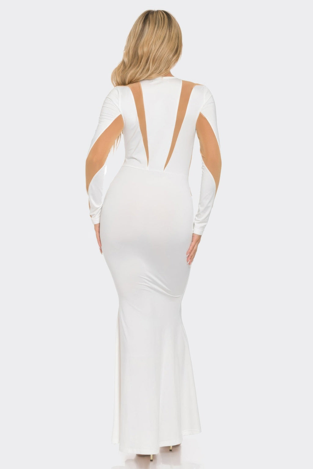 Mesh Cut Out Detail Maxi Dress
