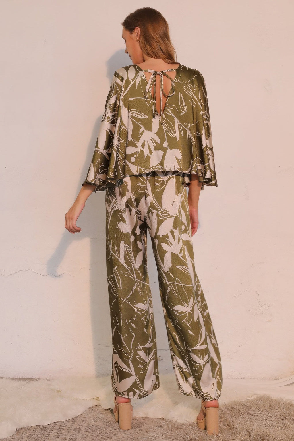 Dreaming Lily Satin Cape Jumpsuit