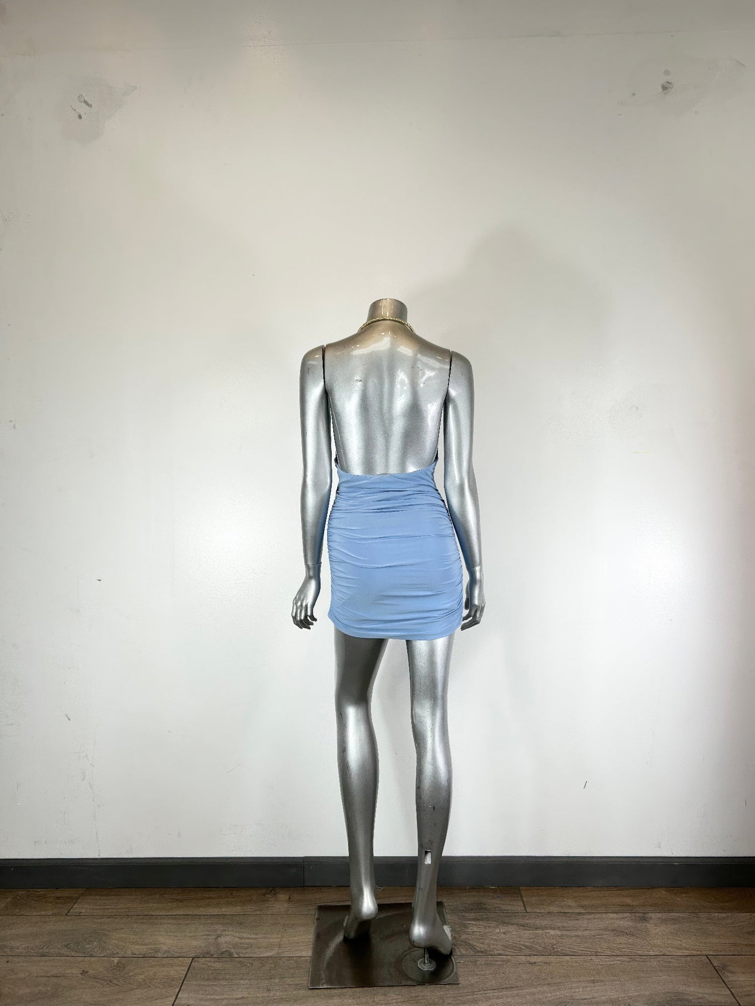 Mini Dress,draped Cowl Neck,necklace