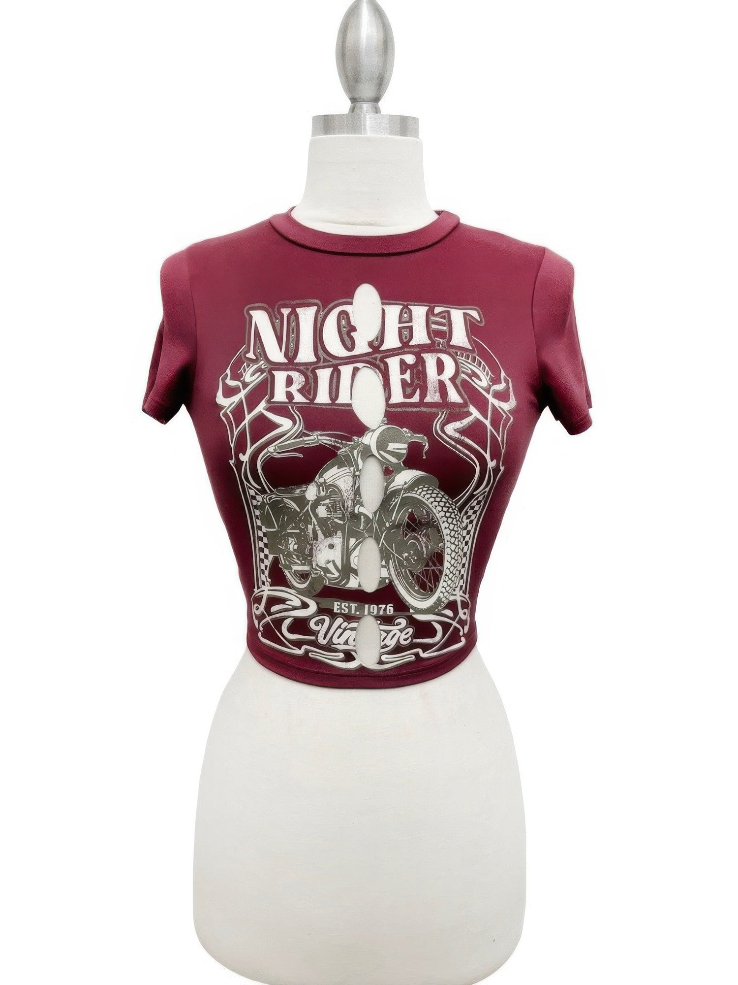Night Rider Vintage Cut-out Crop Tee