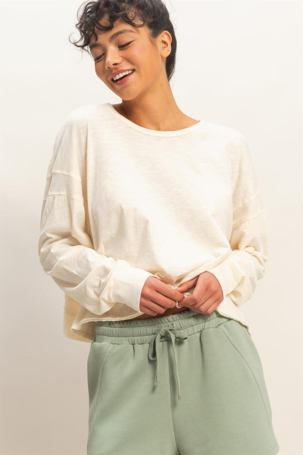 Cross Detail Open Back Long-sleeve Top