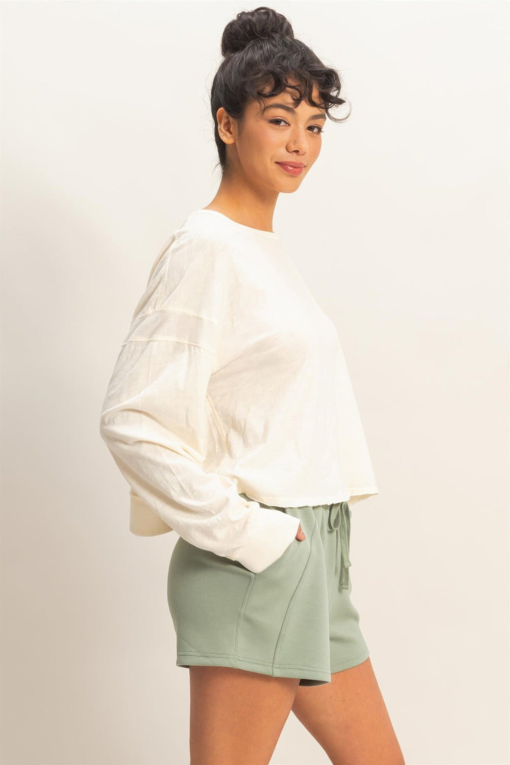 Cross Detail Open Back Long-sleeve Top