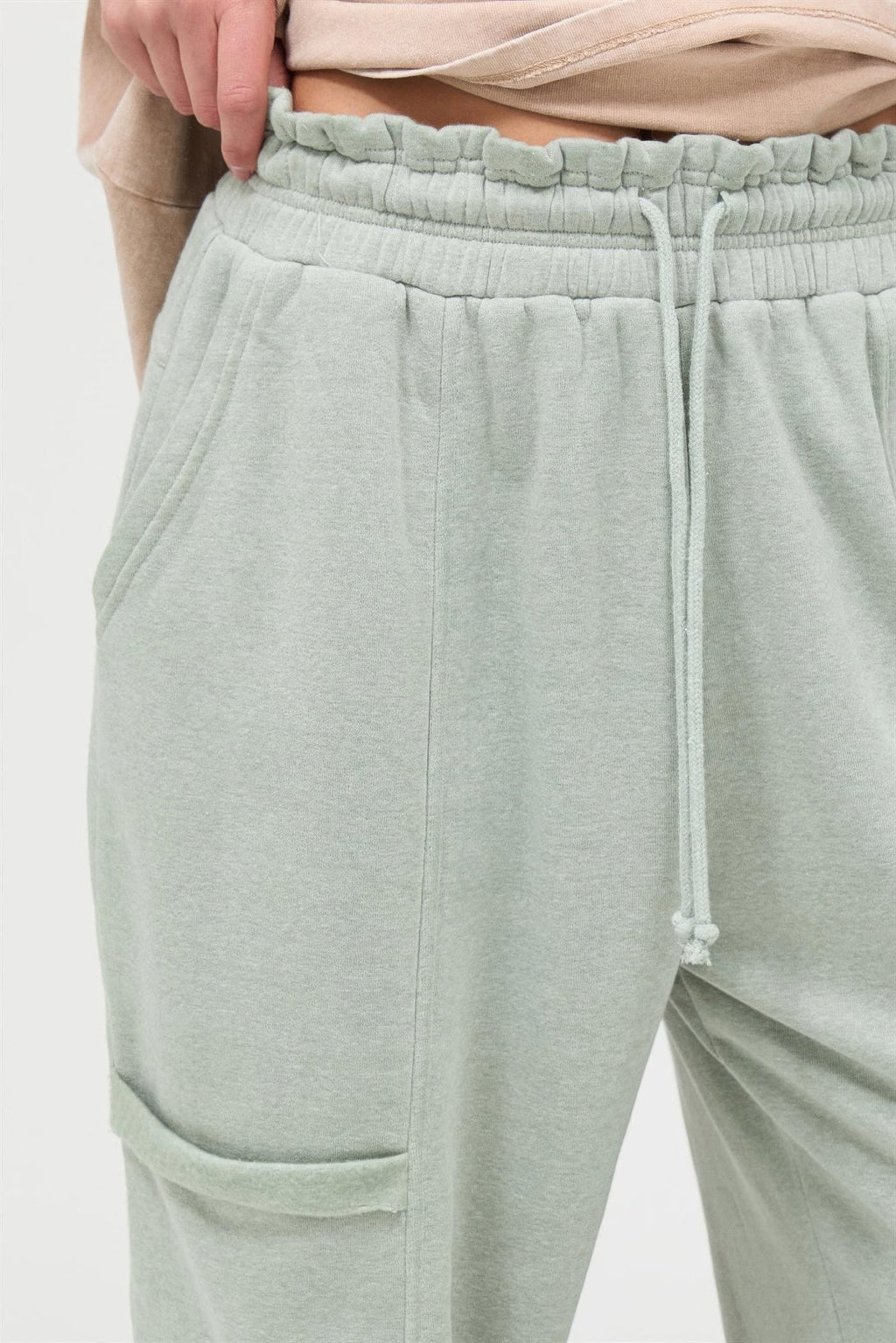 Ruffle Waist Burnout Jogger Pants