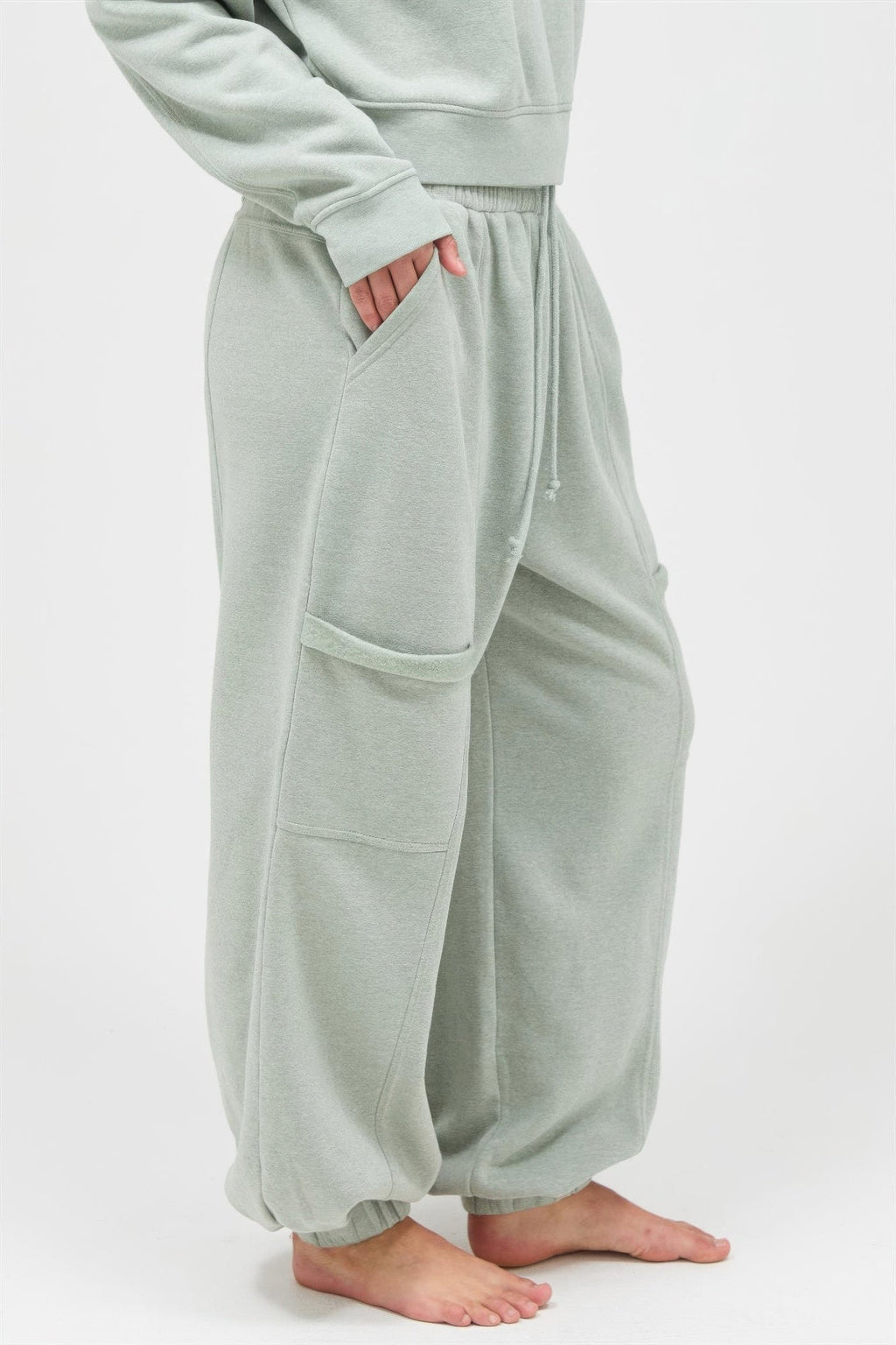 Ruffle Waist Burnout Jogger Pants
