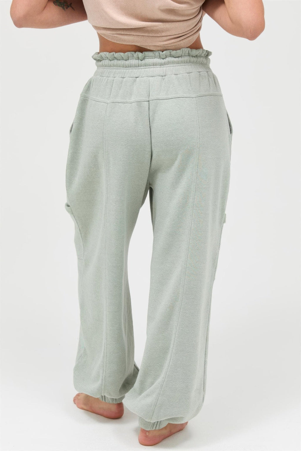 Ruffle Waist Burnout Jogger Pants