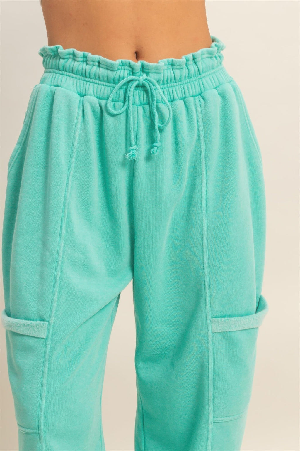 Ruffle Waist Burnout Jogger Pants