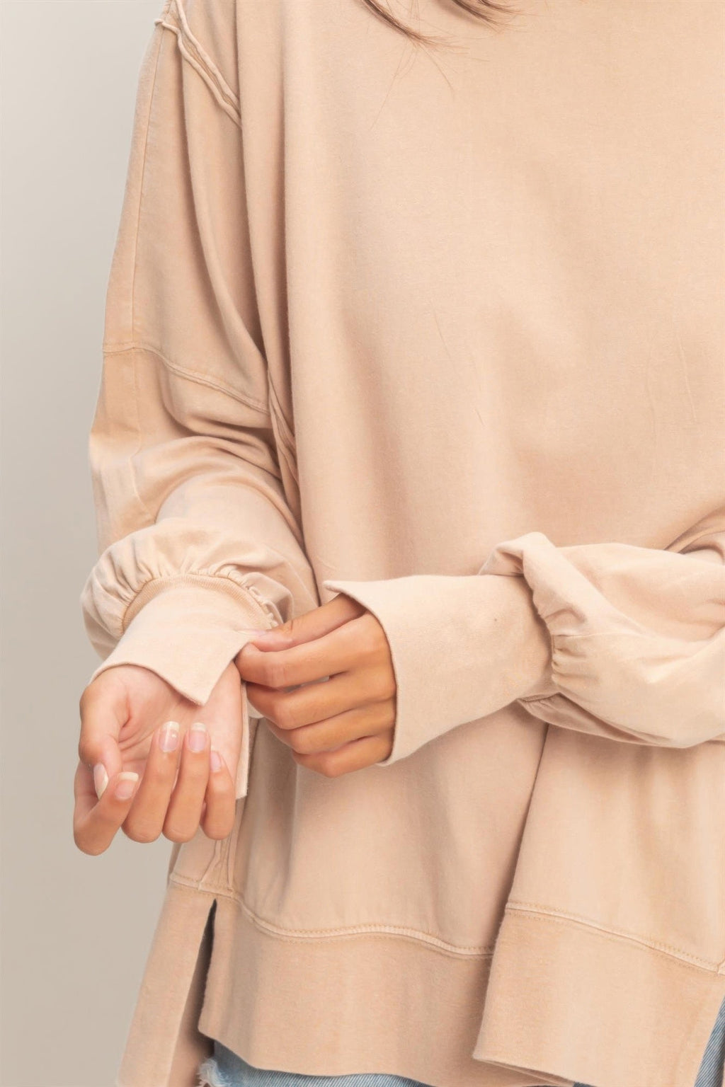 Oversized Seam Detail Long Sleeve Top