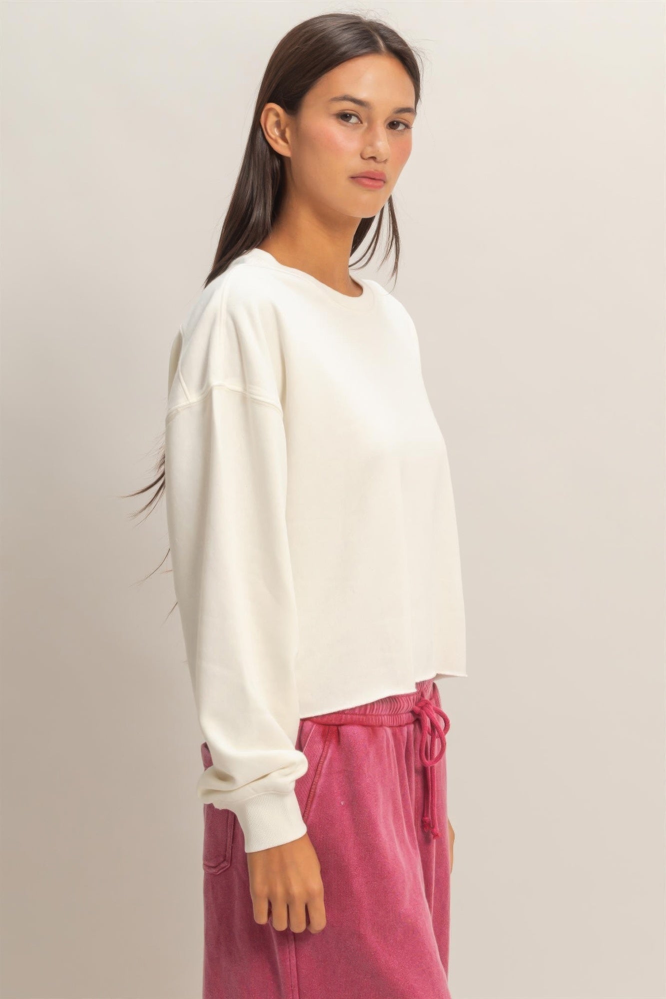 Cropped Mineral Wash Sweatshirt