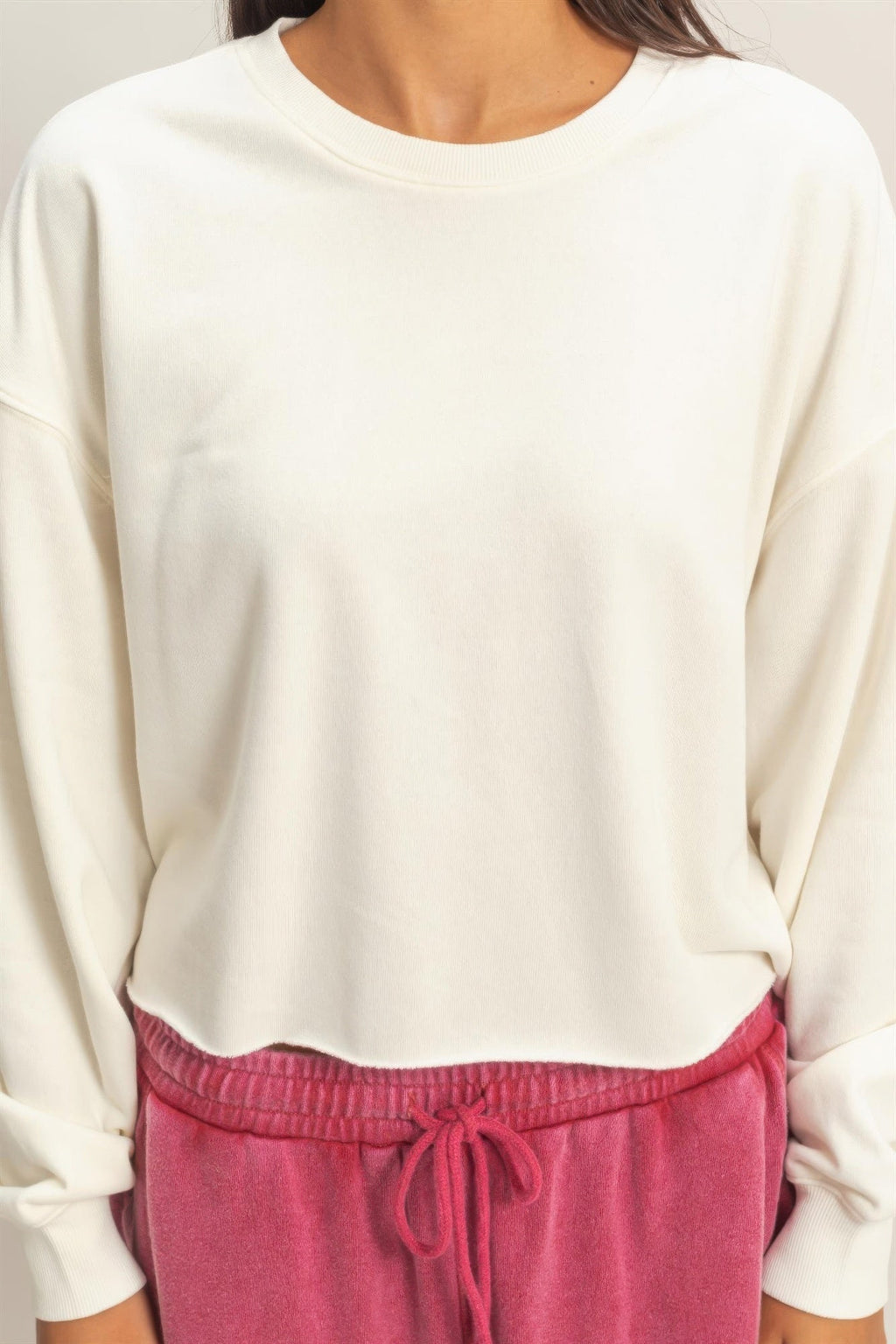 Cropped Mineral Wash Sweatshirt