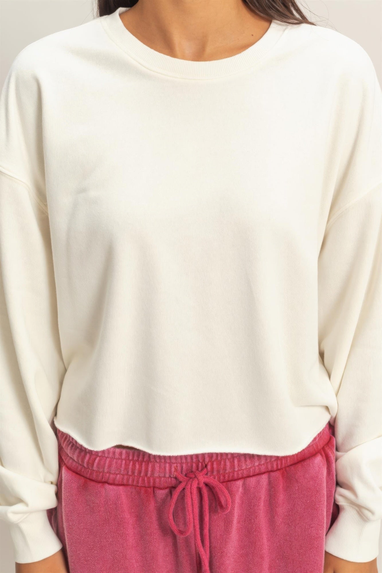 Cropped Mineral Wash Sweatshirt
