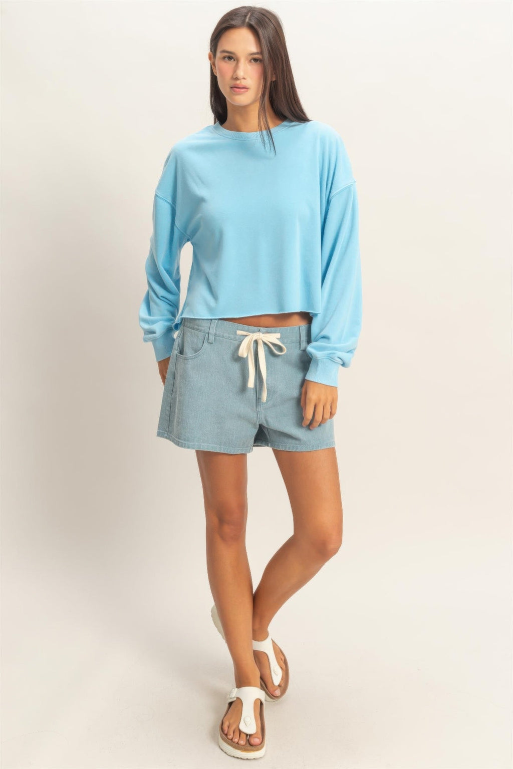 Cropped Mineral Wash Sweatshirt