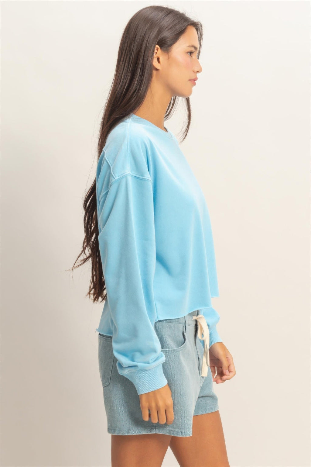 Cropped Mineral Wash Sweatshirt