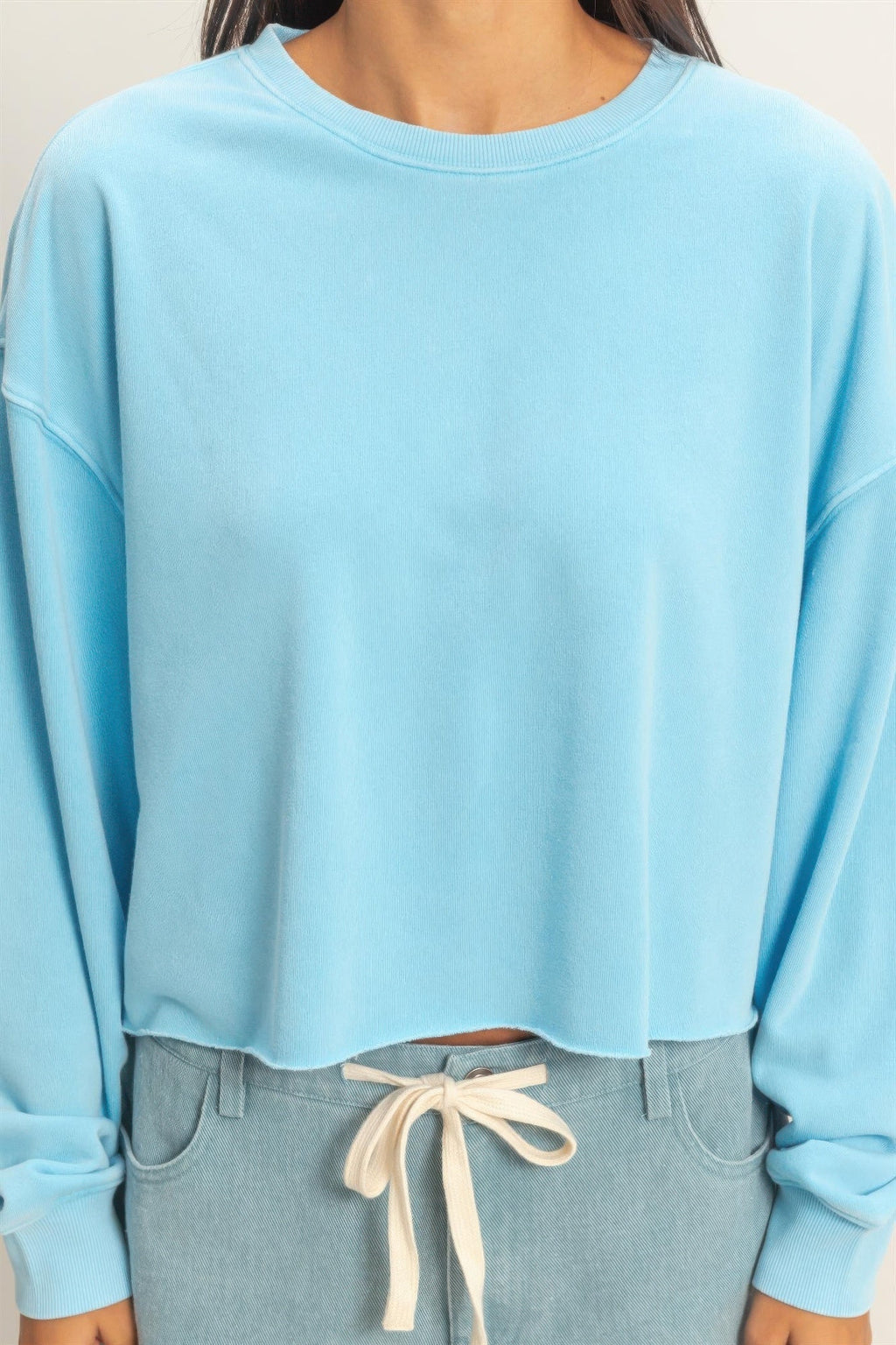 Cropped Mineral Wash Sweatshirt