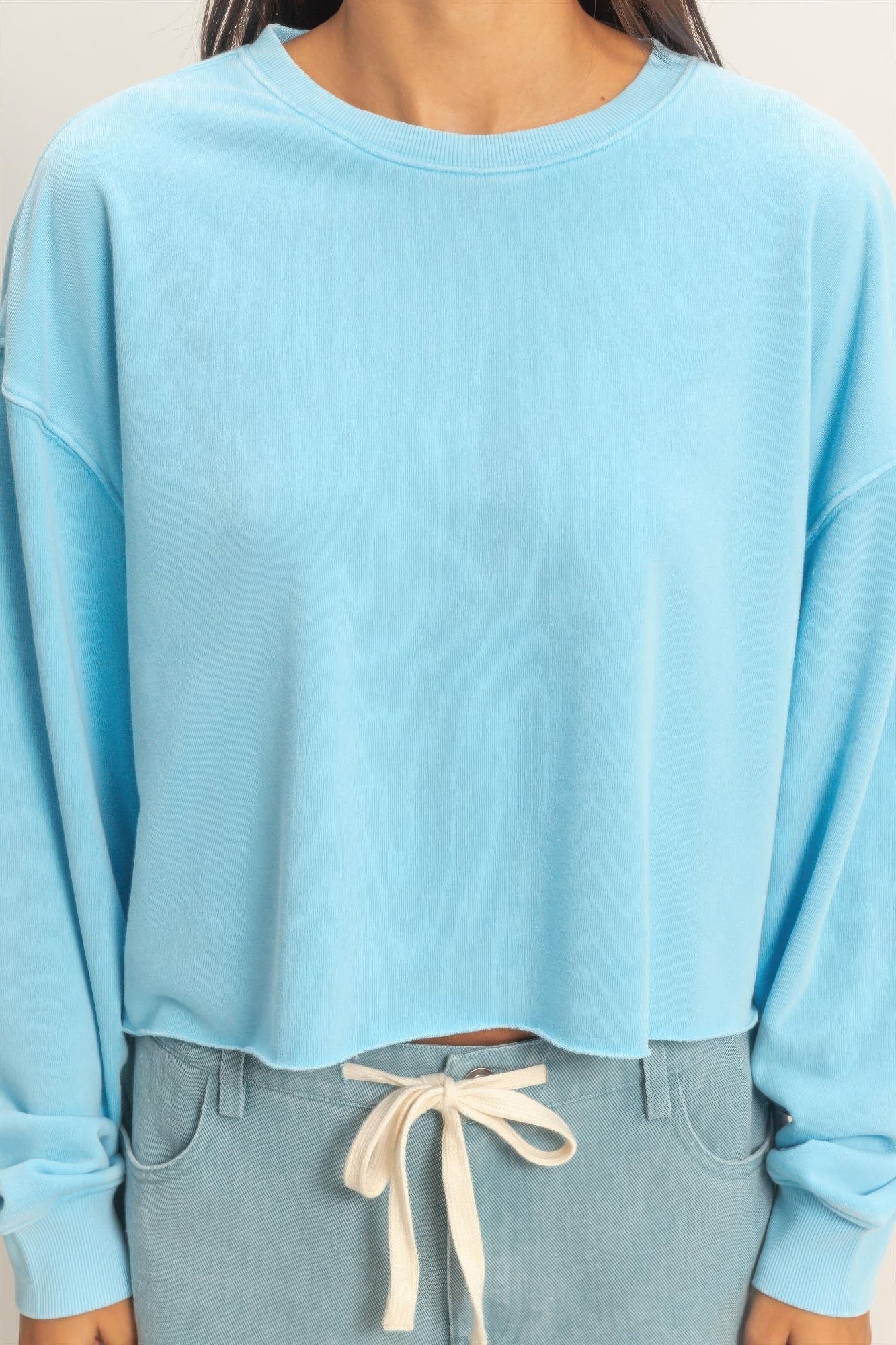 Cropped Mineral Wash Sweatshirt