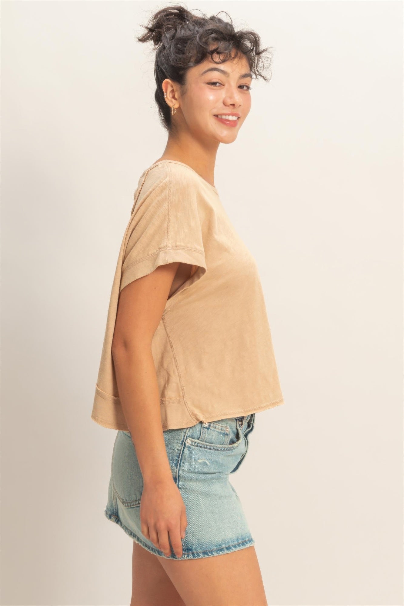 Acid Washed Cross Detail Open Back Top