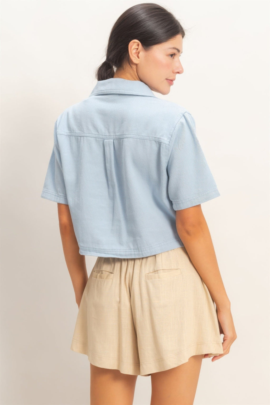 Collared V-neck Top
