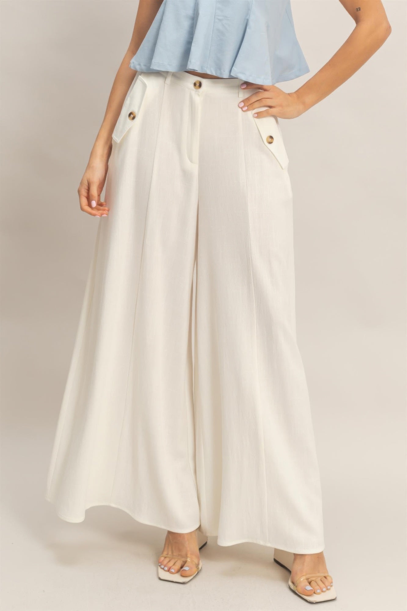 Wide-leg Flap Pocket Pants