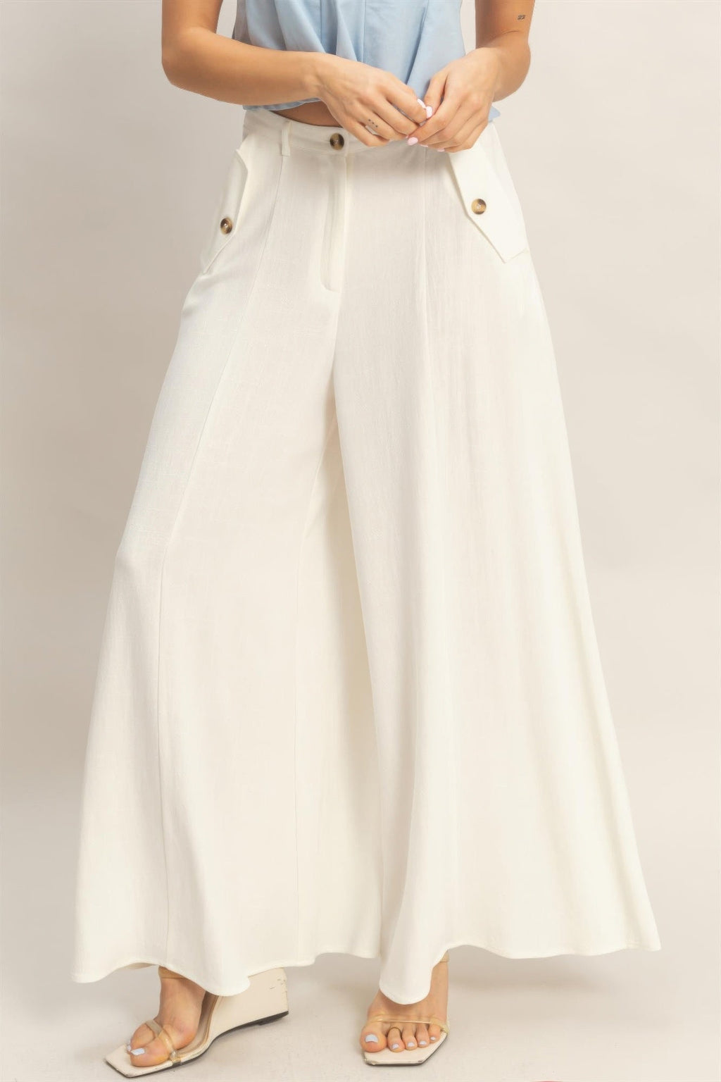 Wide-leg Flap Pocket Pants