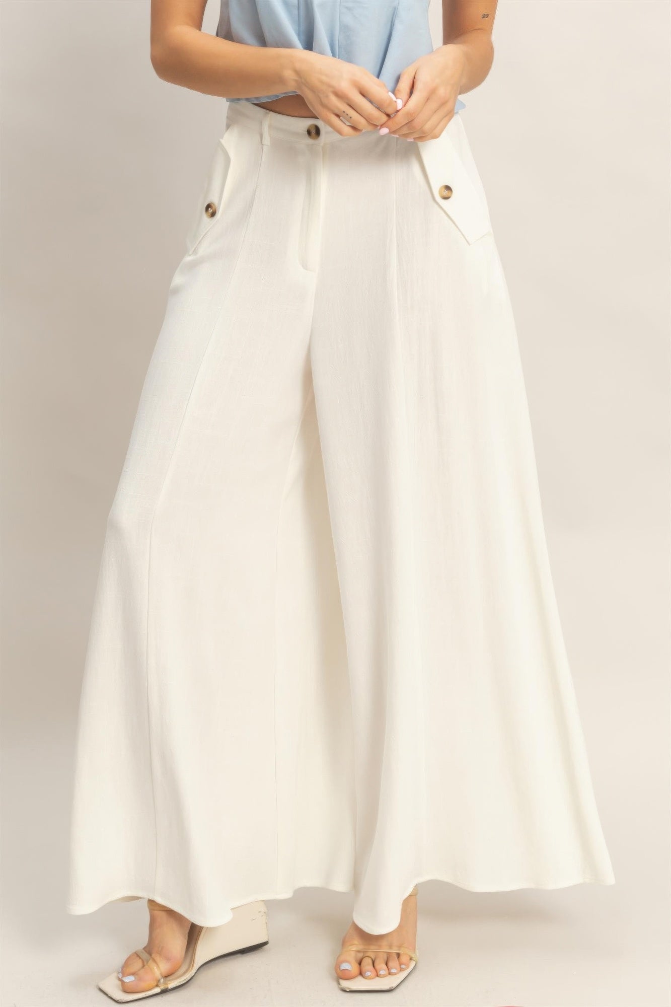 Wide-leg Flap Pocket Pants
