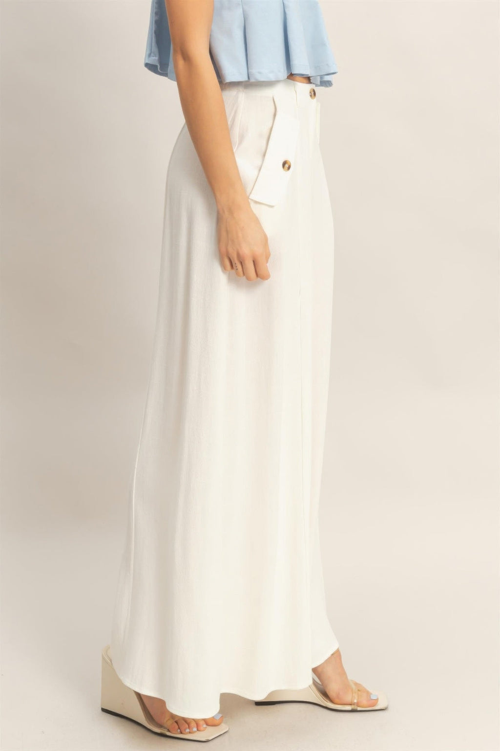Wide-leg Flap Pocket Pants