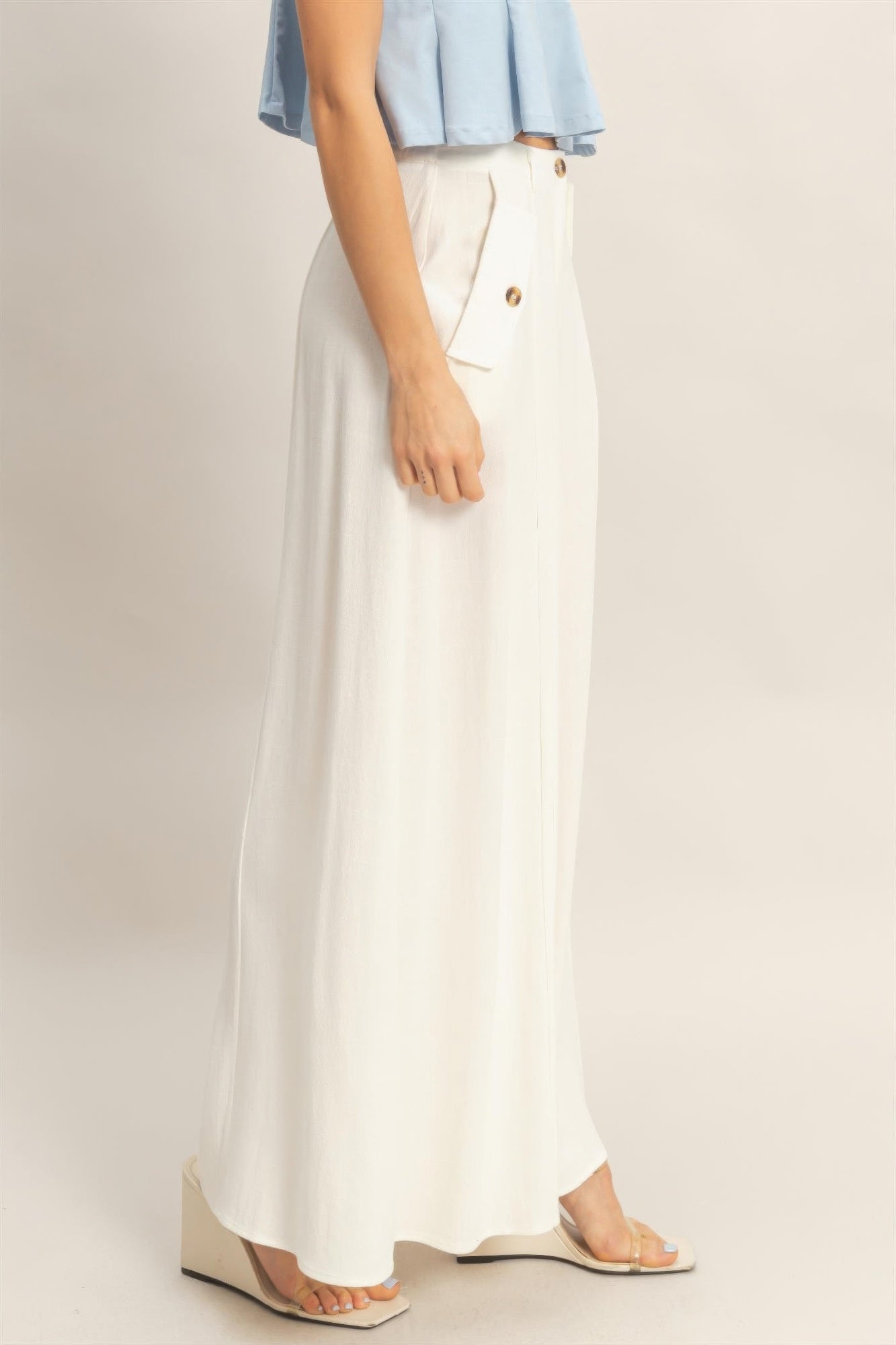 Wide-leg Flap Pocket Pants