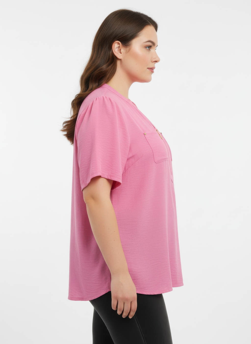 Zip-front Utility Pocket Knit Top