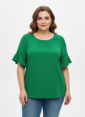 Textured Ruffle Sleeve Short Sleeve Top
