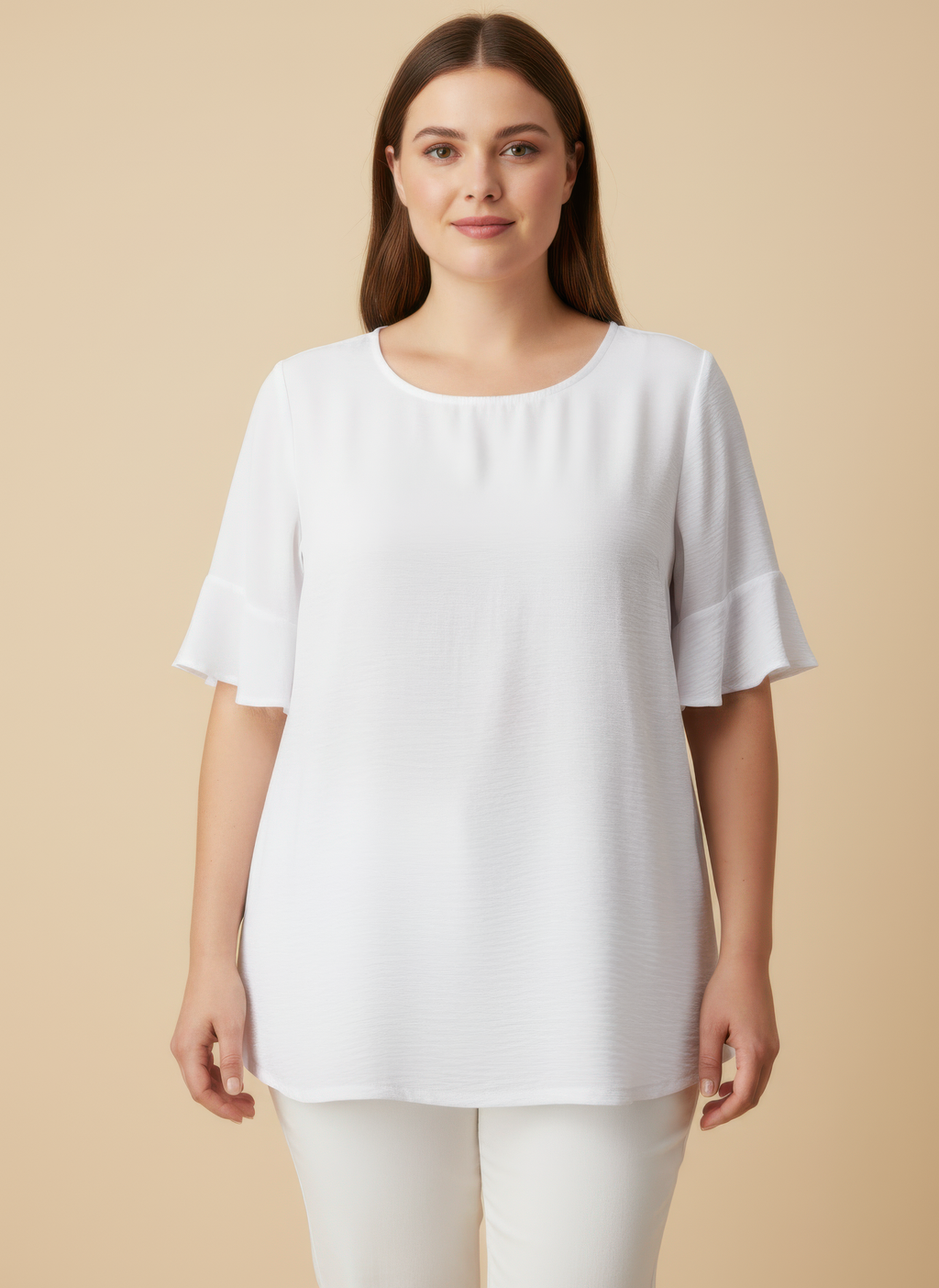 Textured Ruffle Sleeve Short Sleeve Top