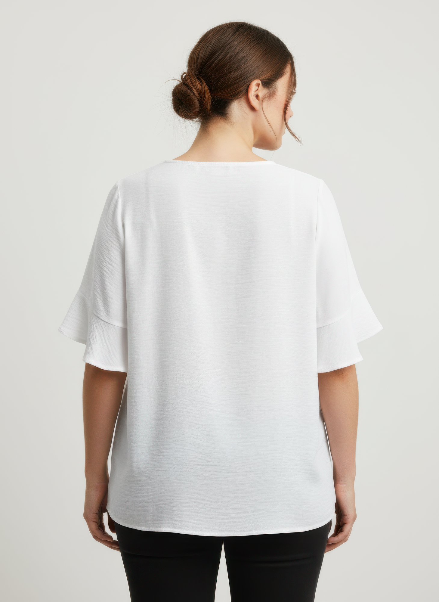 Textured Ruffle Sleeve Short Sleeve Top