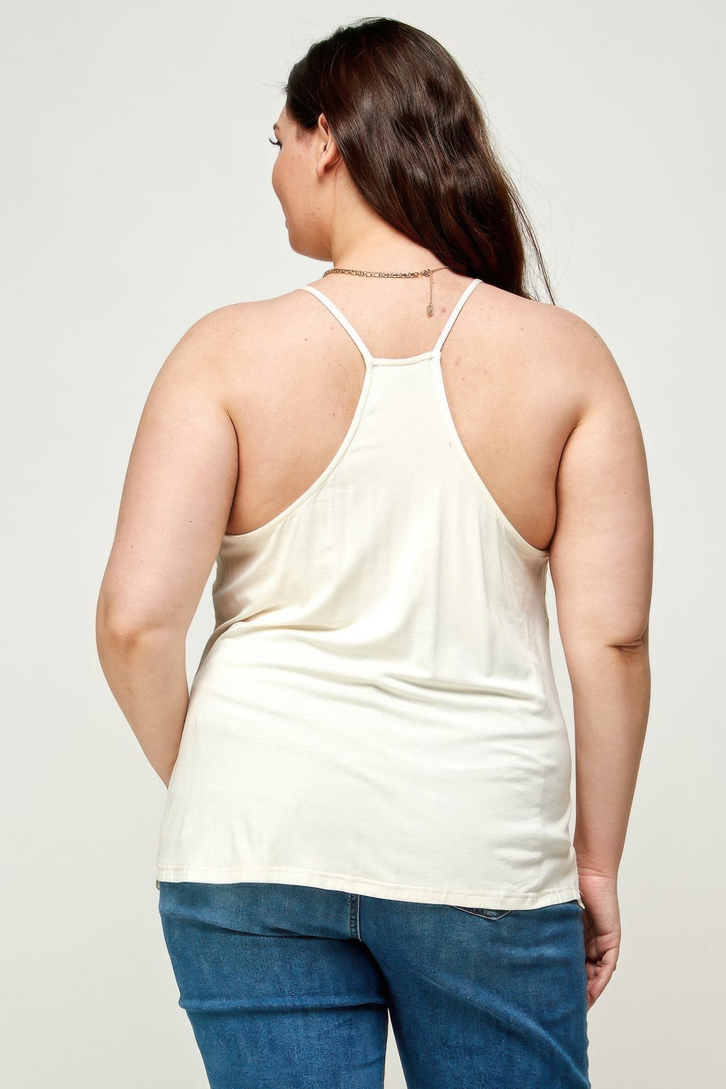 Plus Size Embroidered Mesh T-back Cami