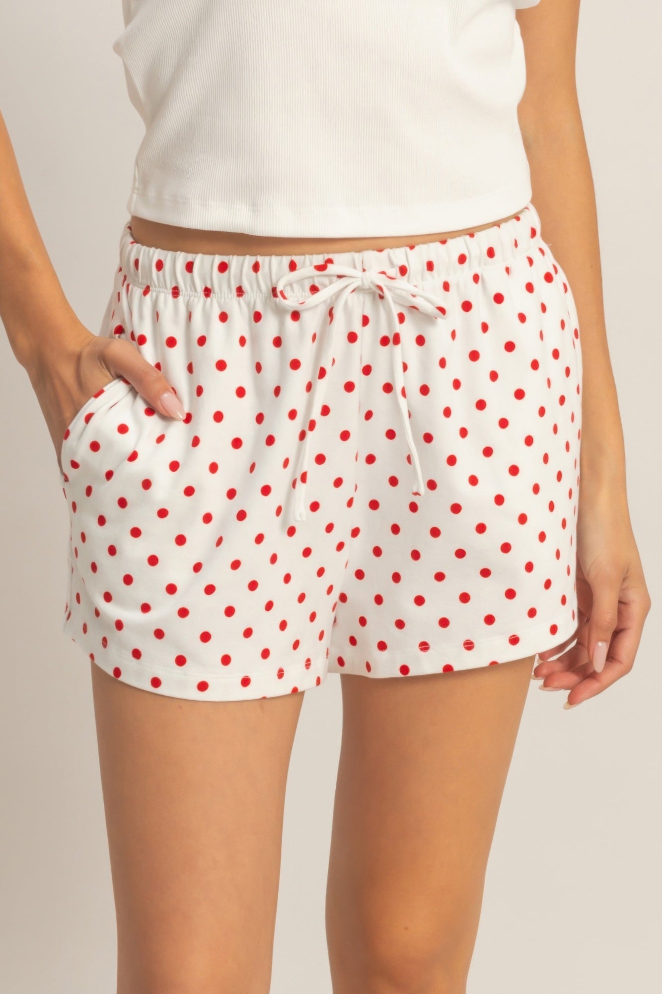 Polka Dot Drawstring Shorts