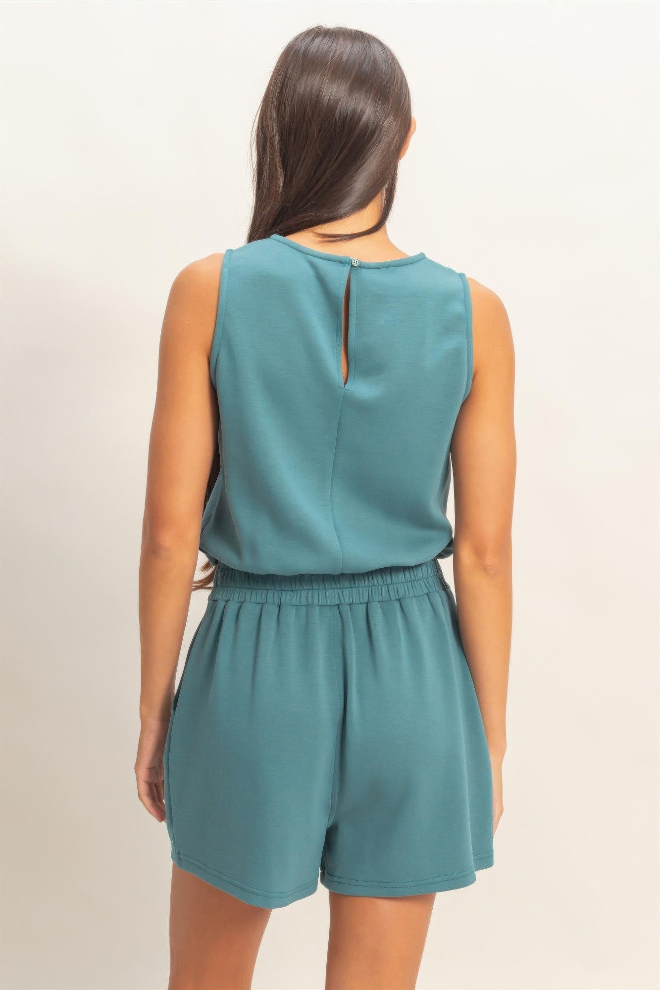 Drawstring Waist Sleeveless Romper