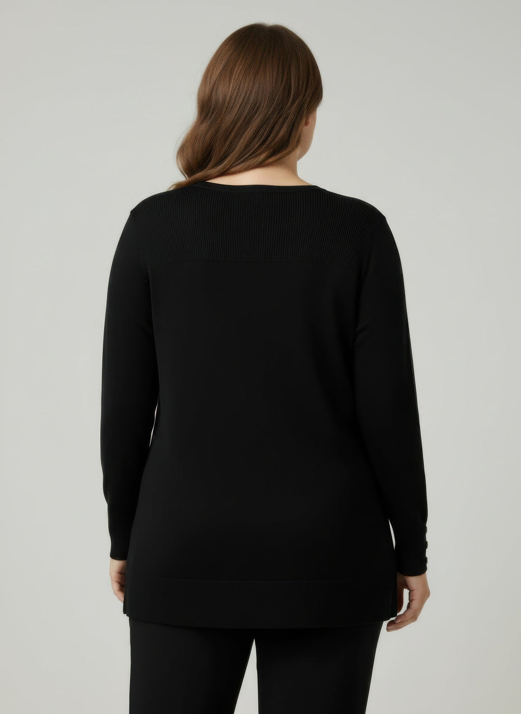 Mocha Button Cuff Ribbed Knit Tunic Top