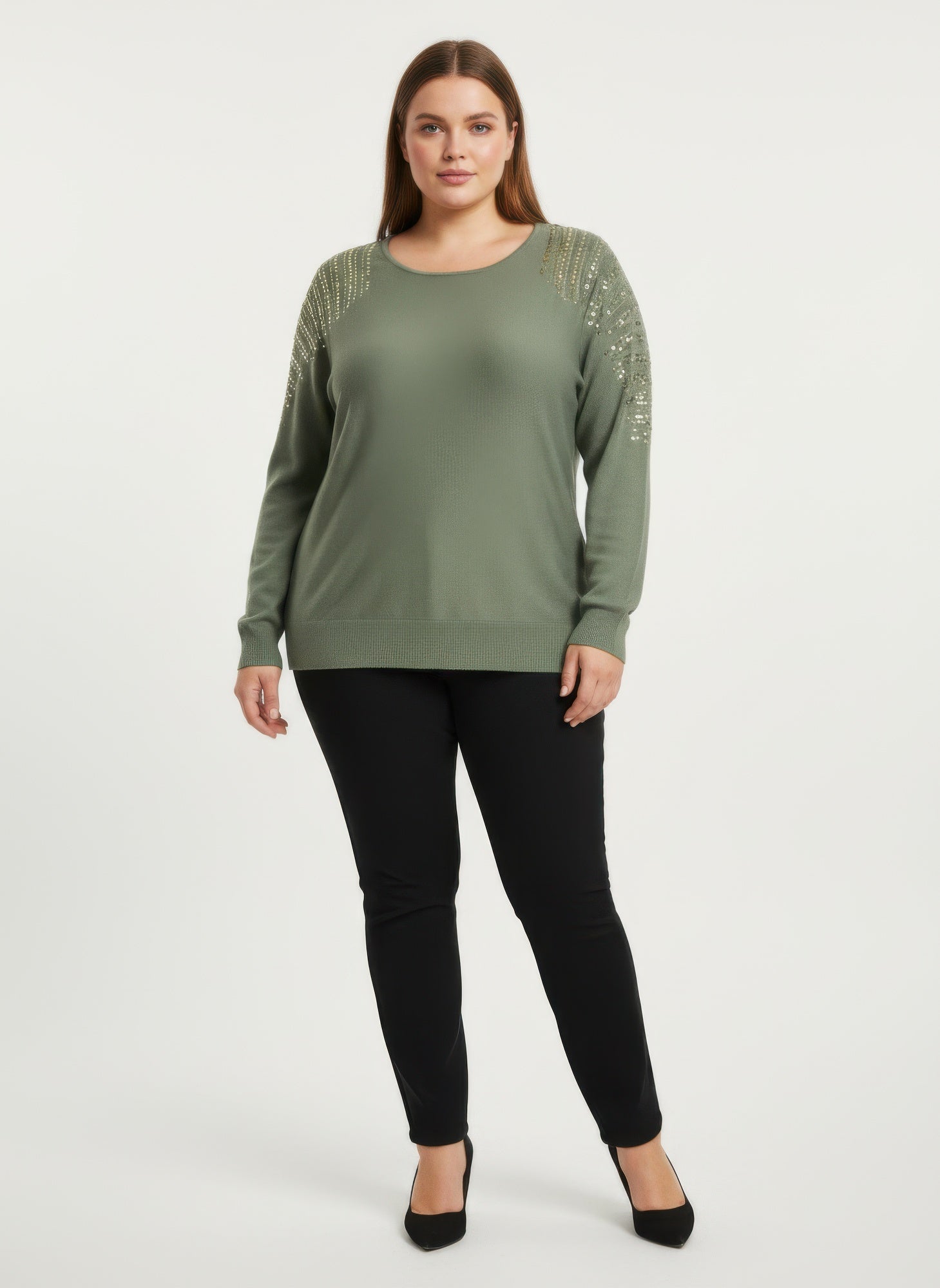 Sequin Shoulder Knit Tunic Top