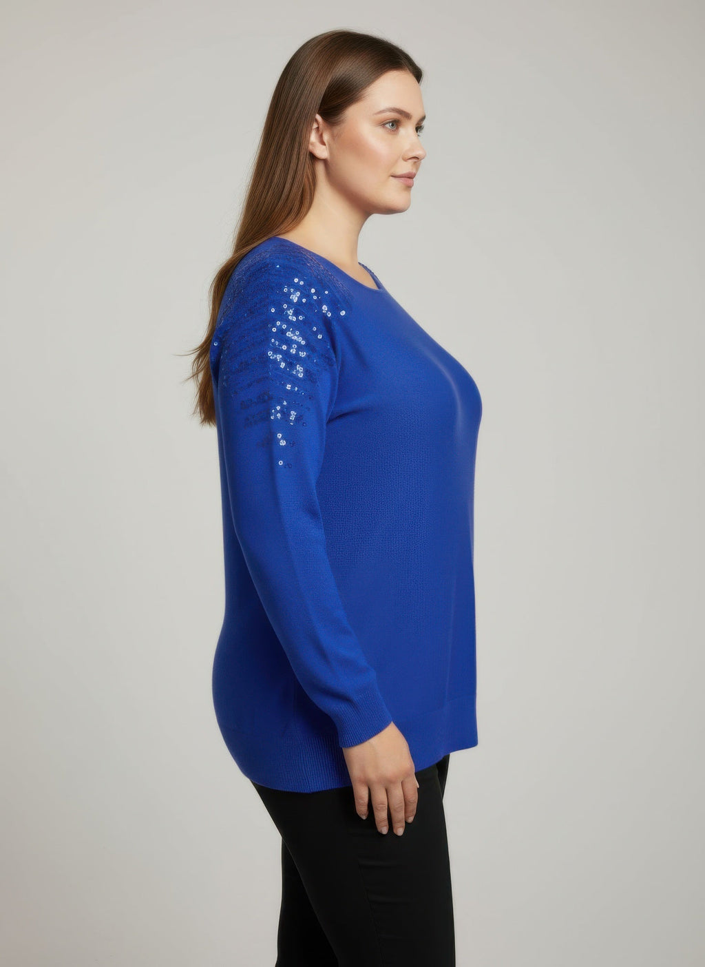Sequin Shoulder Knit Tunic Top