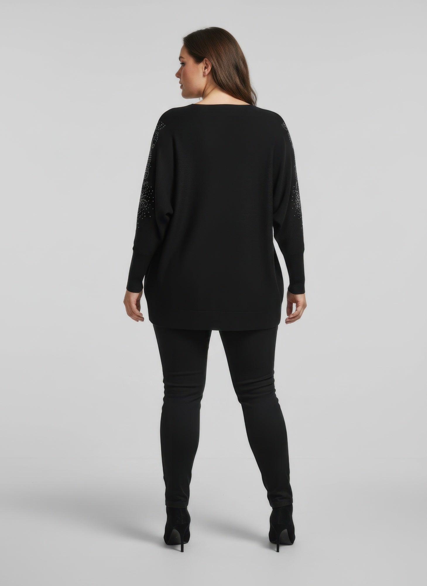 Midnight Sparkle Embellished Knit Tunic Top