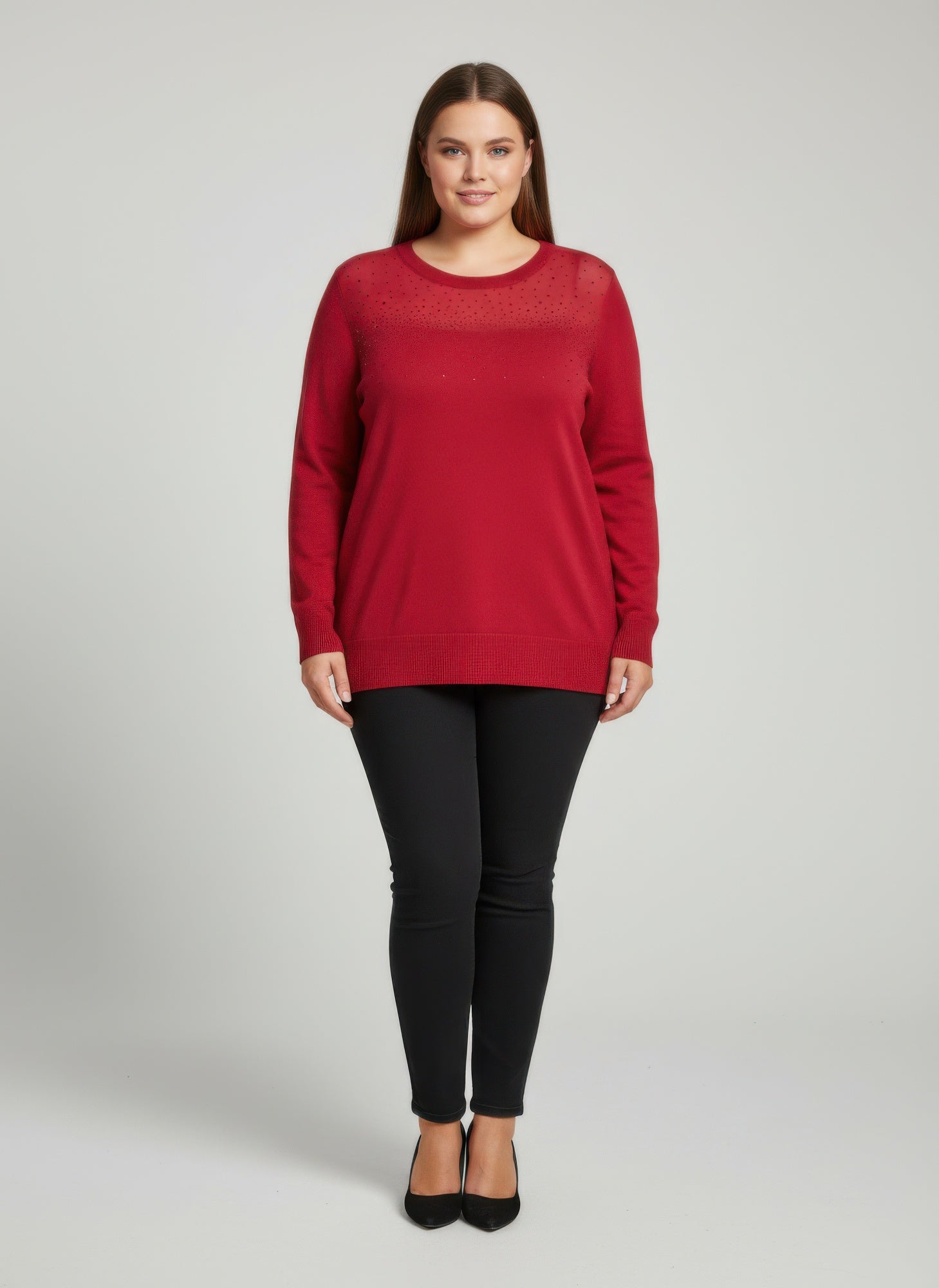Burgundy Shimmer Detail Knit Tunic Top