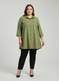 Sand Utility Button Front Shirt Tunic