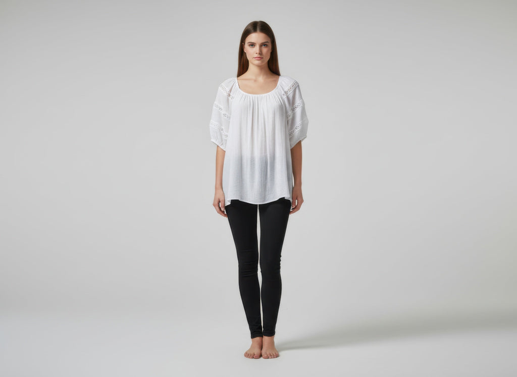Unique Spectrum Solid Short Sleeve Blouse