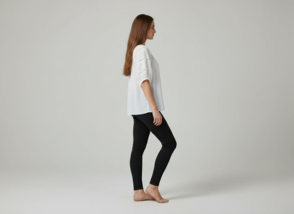 Unique Spectrum Solid Short Sleeve Blouse
