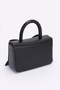 Faux Leather Ribbon Top Handle Bag