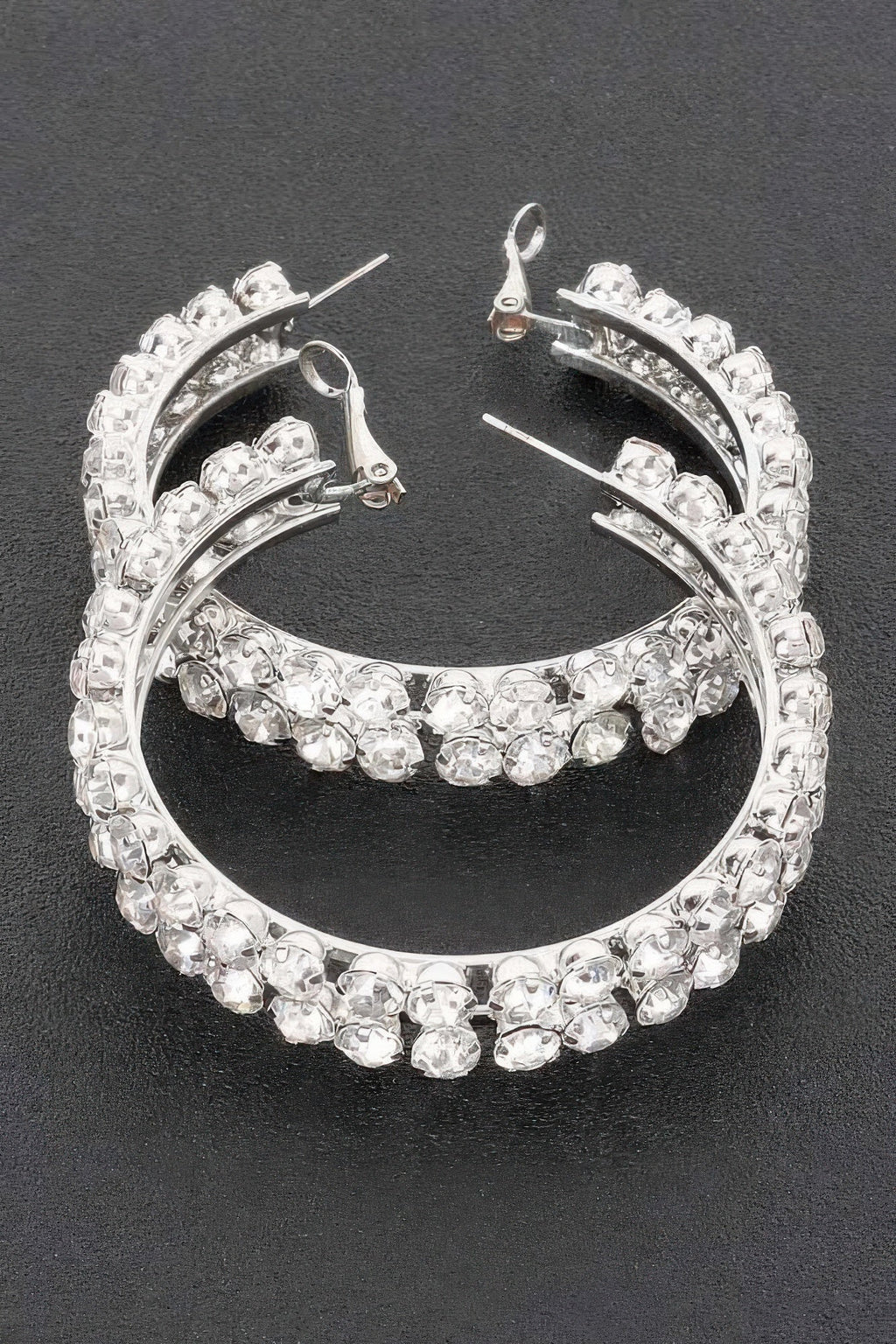 Double Layered Rhinestones Hoops