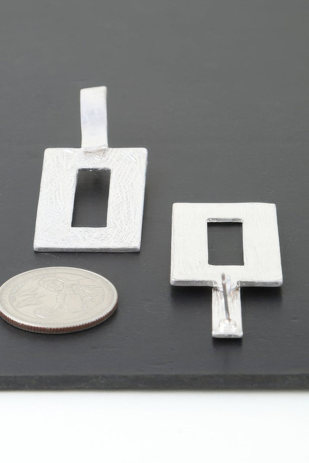 Modern Brushed Frame Earrings