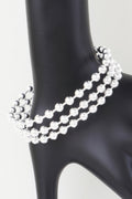 Wide Triple Beaded Cuff Bracelet