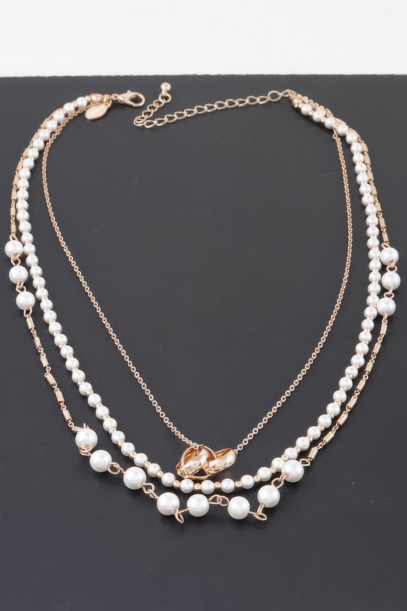 Triple Ring Beaded Necklace