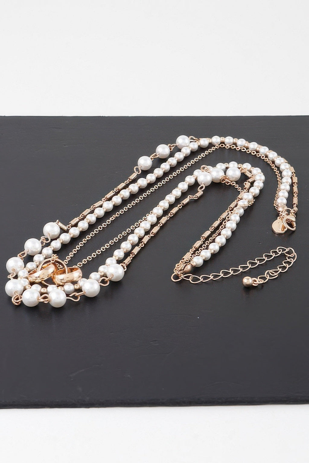 Triple Ring Beaded Necklace