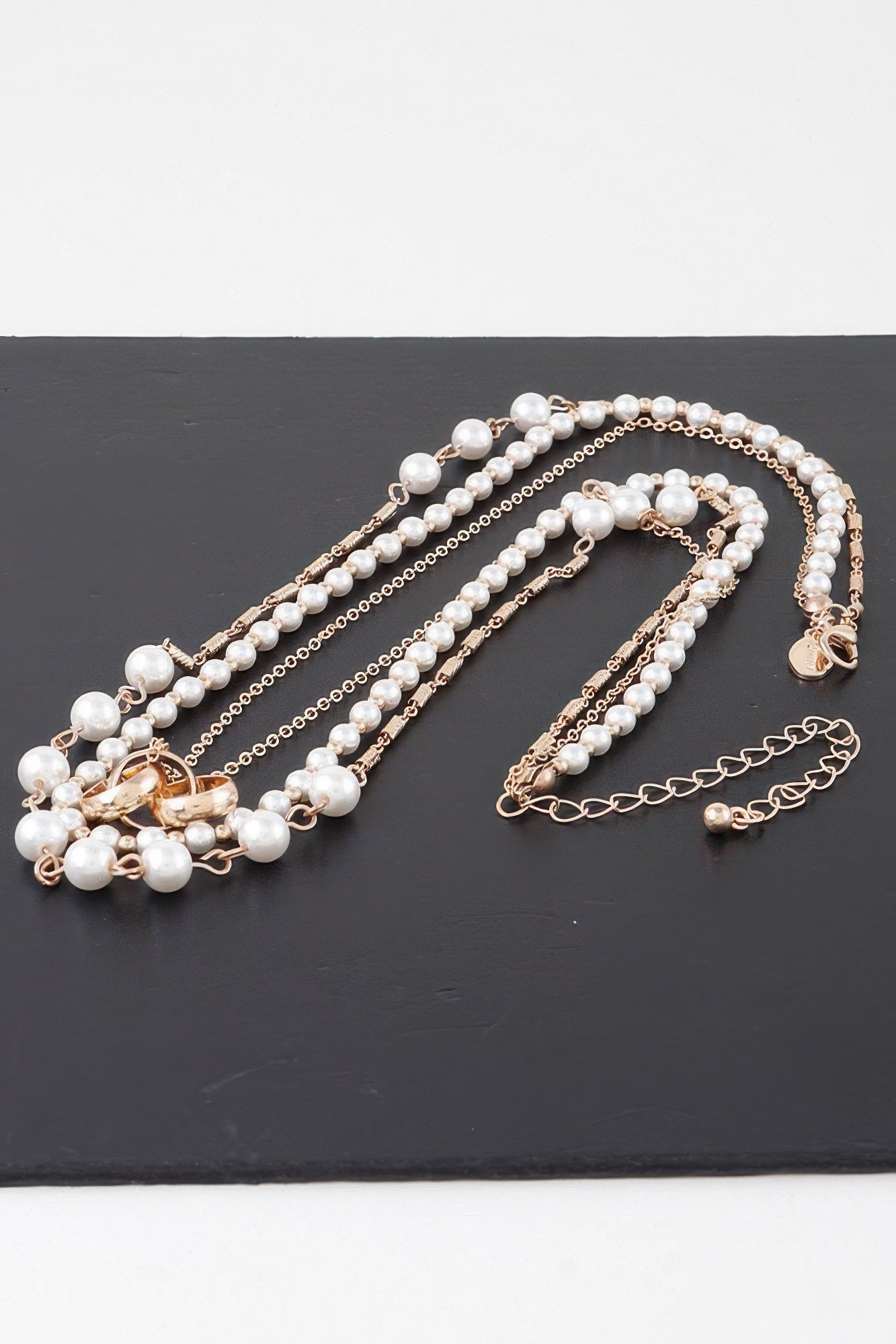 Triple Ring Beaded Necklace